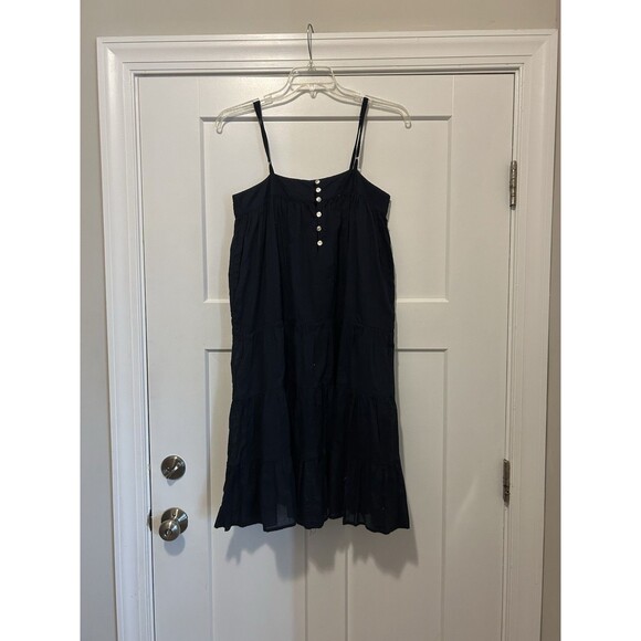Navy Blue Spaghetti Strap Voluminous Ruffle Sundress Dress Size Small / Medium - Picture 6 of 6